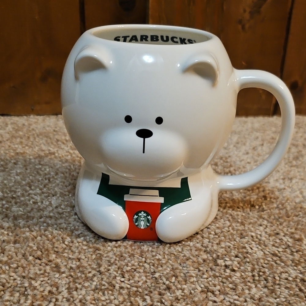 Starbucks White Bear Mug with Red Cup